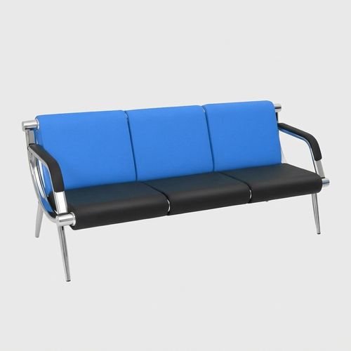 Walmokid Waiting Room Bench 3-Seat in blue and black
