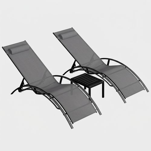 Walmokid Aluminum Patio Chaise Lounge Set of 3