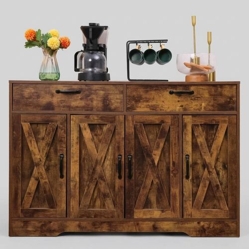 Walmokid Sideboard Buffet Cabinet with barn doors in brown