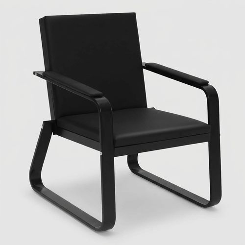 Walmokid Waiting Room Chair with armrests in black PU leather