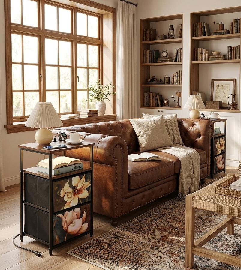 LED Nightstand Set beside a bed