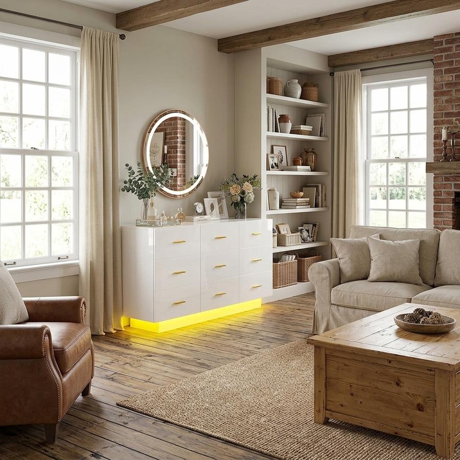 LED dresser bedroom styling